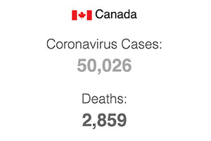 Количество инфицированных COVID-19 в Канаде превысило 50 тысяч