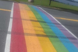Штраф за следы колес на переходе в цветах Pride